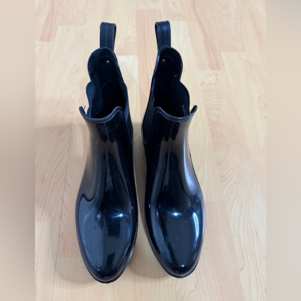 Sam Edelman Black Rubber Rain Boots Chelsea Style Waterproof - Picture 2 of 9
